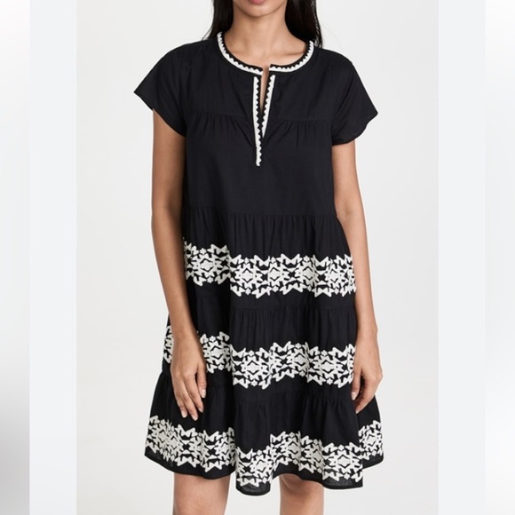 Roller Rabbit Shopbop Pamela Black & White Embroidered Cotton Lightweight Dress - Picture 6 of 14